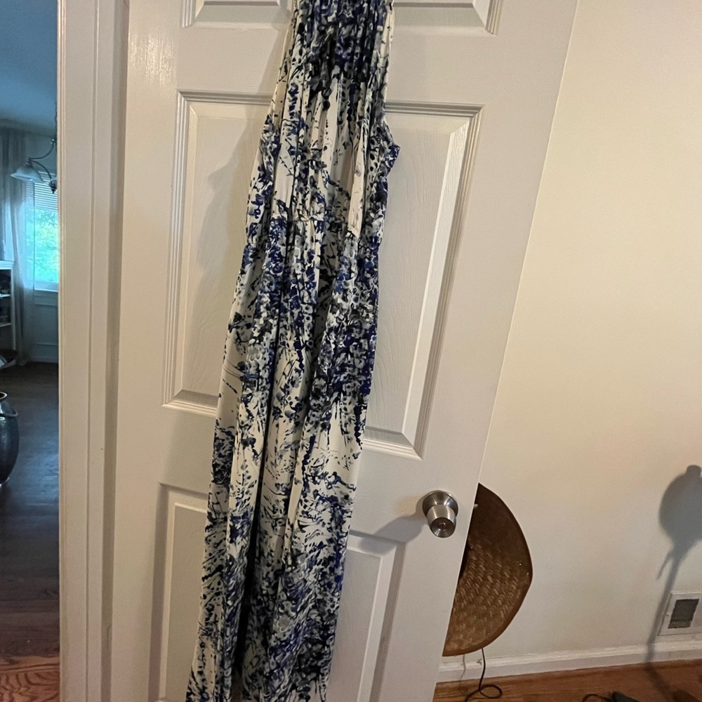 Freeway Blue Floral / Space Dyed Halter Maxi Dress